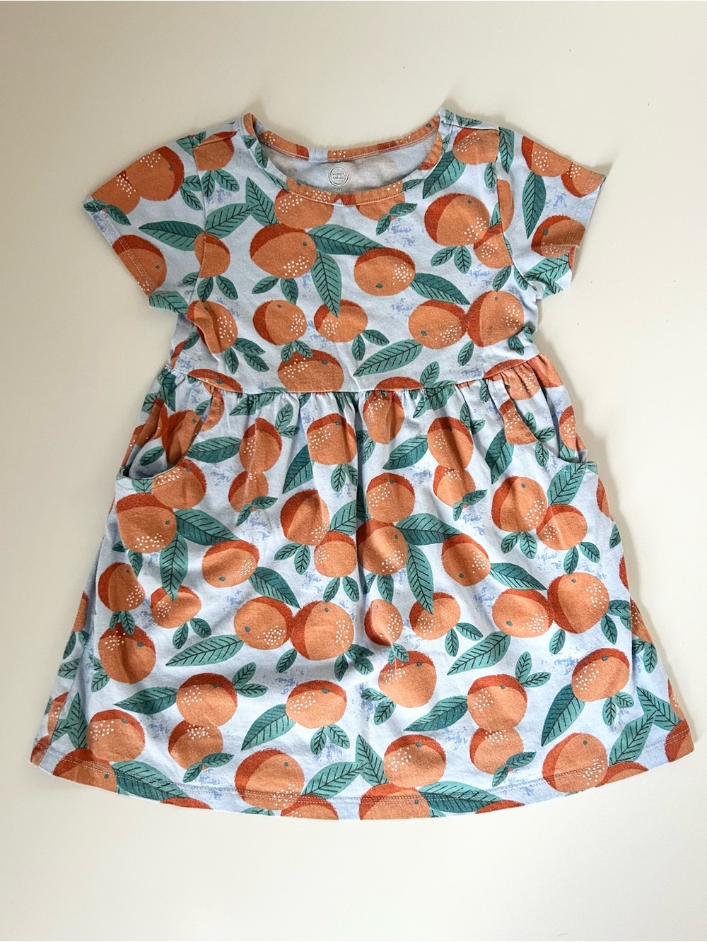 wonder nation White Dress with Orange & Green Citrus Print